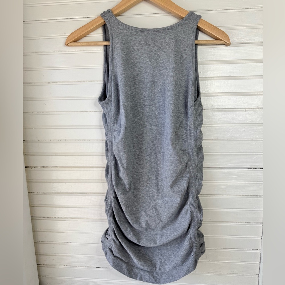 Athleta Pure Heather Gray Sleeveless Ruched Tank
